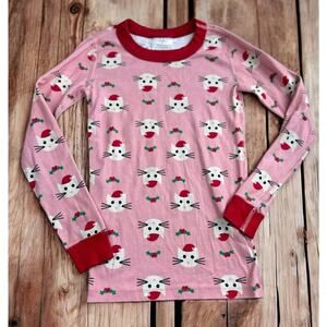 Hanna Andersson Christmas Kitty Pajama Top Sz 130 US 8 Organic Cotton Sleepwear